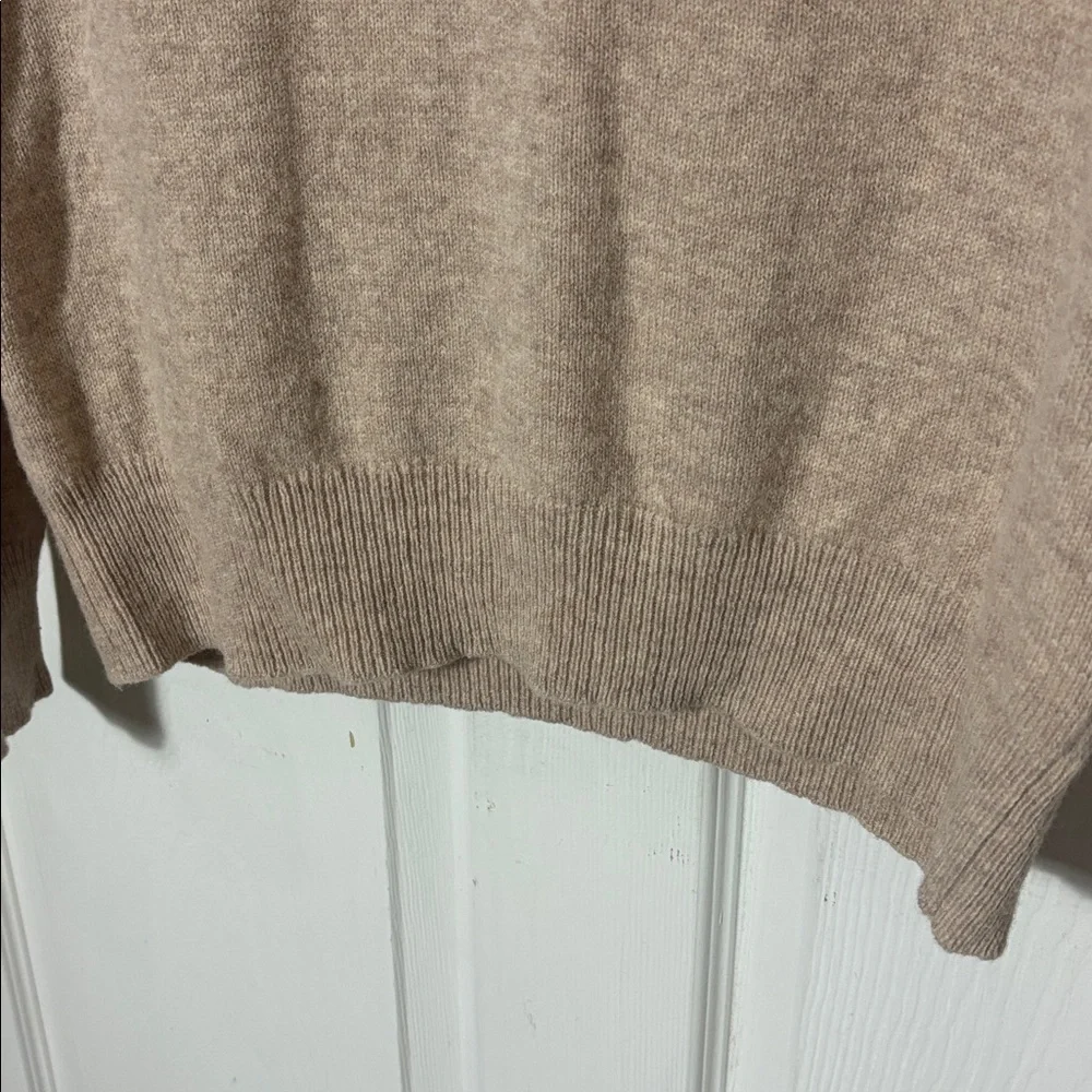 J. Crew Tan 100% Lambs Wool Shawl Collar Turtleneck Sweater Size Large
